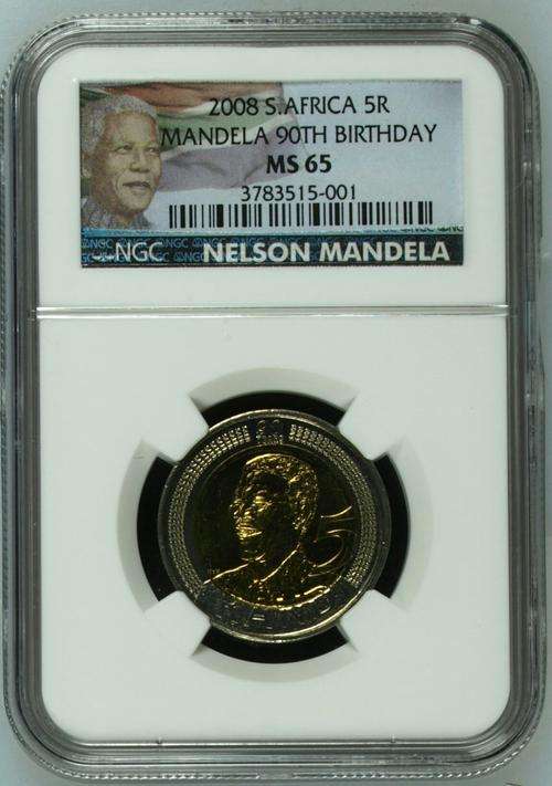 MS65 MANDELA 2008 R5 NEW LTD COLOUR LABEL NGC GRADED MS 65!!!